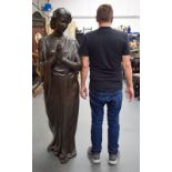 A LIFE SIZE BRONZE FIGURE OF A STANDING FEMALE. 170 cm x 40 cm.