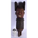 AN AFRICAN TRIBAL CARVED WOOD FIGURAL POST. 50 cm long.