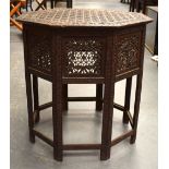A 19TH CENTURY ANGLO INDIAN MOORISH TYPE TABLE by Ali Hassan. 63 cm x 66 cm.