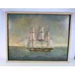 European School (19th Century) Oil on canvas, Maritime scene. 90 cm x 65 cm.