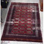 A Red ground Persian silk rug . 184 x 128cm.