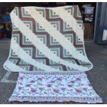 A vintage hand made quilt cover together with another quilt 247 x 247 cm (2)