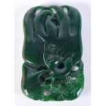 A Chinese carved Jade boulder in the form of a fruiting pod 7 x 4.5 cm.