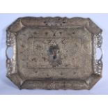 AN INDIAN WHITE METAL TRAY. 409 grams. 35 cm x 26 cm.