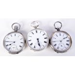 3 X SILVER POCKET WATCHES. Hallmarked Birmingham, 5.1cm diameter, total weight 319g (3)