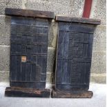 A pair of Korean wooden printing blocks carved with calligraphy 34cm by 62cm (2).