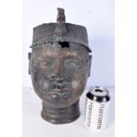 A large early tribal Benin bronze head 33 cm.