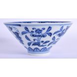 A CHINESE BLUE AND WHITE PORCELAIN CONICAL BOWL 20th Century. 10 cm wide.