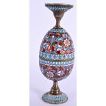AN ANTIQUE RUSSIAN SILVER AND ENAMEL DOUBLE EGG CUP. 112 grams. 12 cm x 4.5 cm.