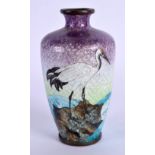 AN EARLY 20TH CENTURY JAPANESE MEIJI PERIOD CLOISONNE ENAMEL VASE decorated with birds. 8 cm high.