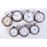 SEVEN LADIES SILVER FOB WATCHES. Various marks, total weight 278g (7)