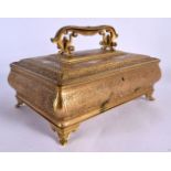 A LARGE ANTIQUE GILT BRONZE CASKET decorated with foliage. 26 cm x 17 cm.