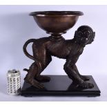 A LARGE CONTEMPORARY BRONZE FIGURE OF A MONKEY. 40 cm x 32 cm.