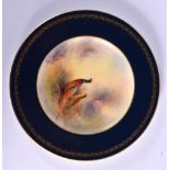 Royal Worcester plate with blue and gilt border painted with a brace of pheasants by Jas. Stinton, s