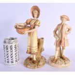 Royal Worcester figure of a girl standing holding a basket, shape 880, date mark for 1899 and a Roya