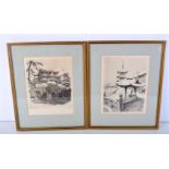 A pair of framed etchings by K Hayashi 26 x 20 cm (2)