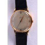 A 9CT GOLD OMEGA WRISTWATCH. Dial 3.5cm incl crown