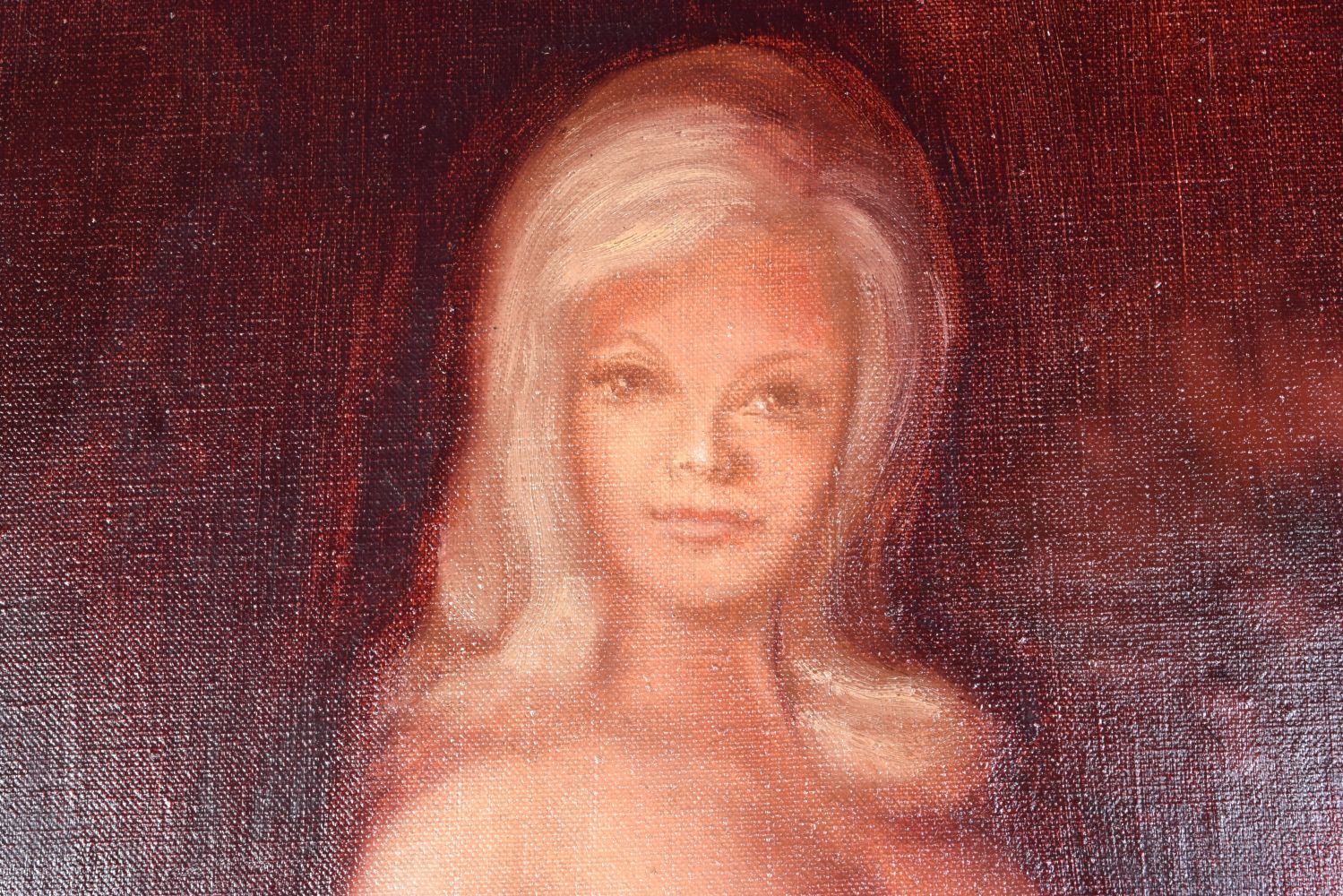 An unframed oil on canvas of a naked female. 92 x 66 cm. - Bild 2 aus 5