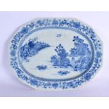 A LARGE EARLY 18TH CENTURY CHINESE BLUE AND WHITE PORCELAIN DISH Yongzheng. 38 cm x 30 cm.