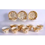 EARLY 19TH CENTURY MINTON EARLY AND RARE SET OF EIGHT TEACUPS AND SIX SAUCERS GILD WITH PATTERN 538,