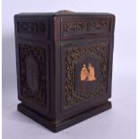 AN EARLY 20TH CENTURY CHINESE CARVED WOOD BOX AND COVER Late Qing/Republic. 12 cm x 8.5 cm.