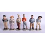 ROYAL WORCESTER SET OF SIX ‘DOWN AND OUTS’ INCLUDING ‘THE TOFF AND PEG LEG’ C. 1880’S. 15cm High (6