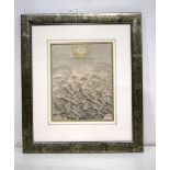 A framed etching by Thomas Moule depicting the principal hills of Great Britain dated 1840. 25 x 20c