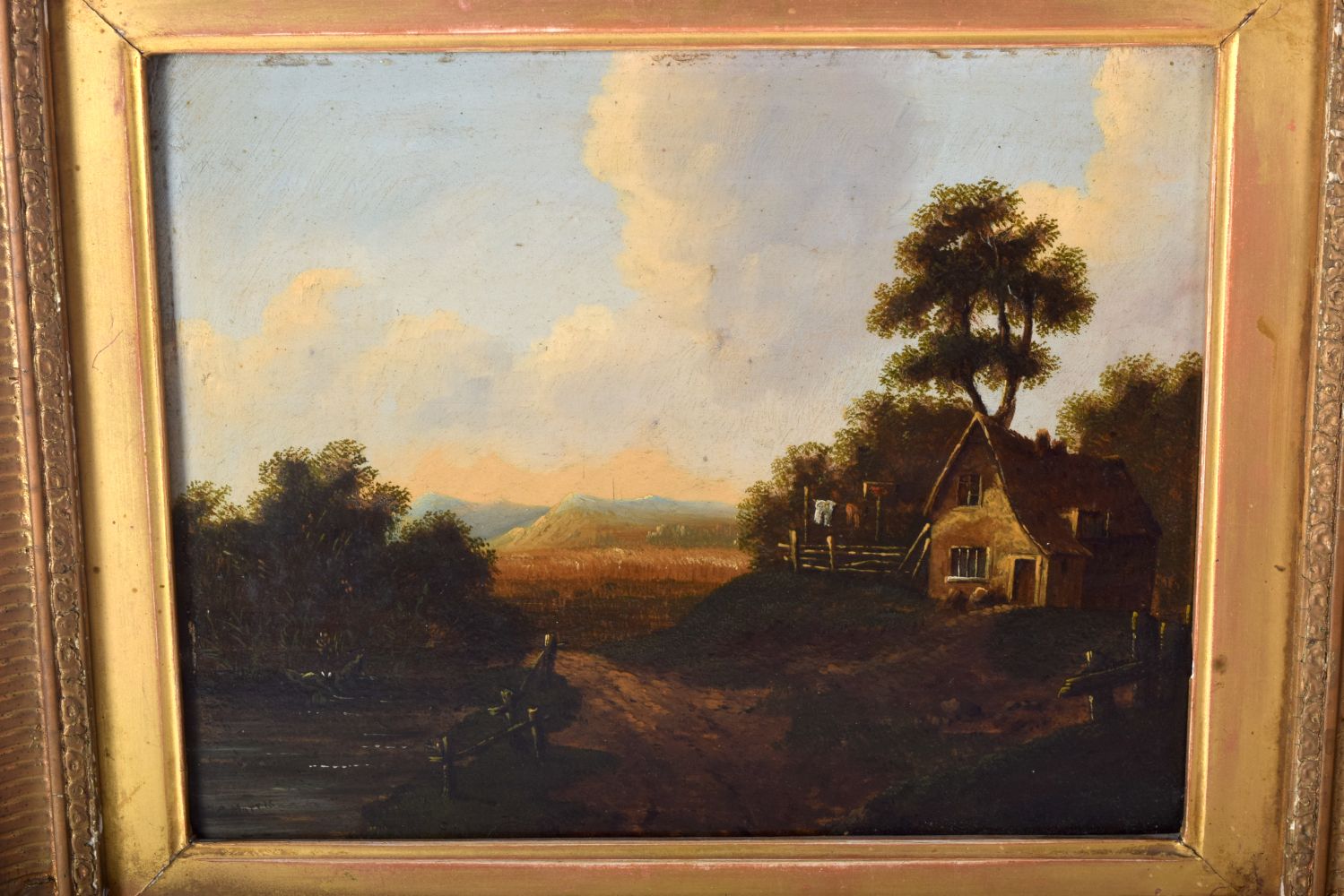 By Charles Morris a framed oil on board of a rural scene 19 x 25 cm. - Bild 2 aus 4