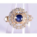 AN 18CT GOLD, DIAMOND AND SAPPHIRE RING, Size O/P, weight 8.5g