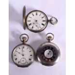 THREE SILVER POCKET WATCHES. A SILVER HUNTER, A 935 STAMPED HALF HUNTER AND A POCKET WATCH HALLMARK
