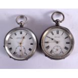 TWO SILVER POCKET WATCHES. Stamped 935 & 925, 5.2cm dial, total weight 201g