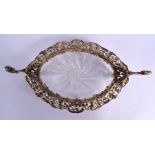 A FINE AND RARE ANTIQUE SILVER GILT AND STOURBRIDGE CRYSTAL GLASS TWIN HANDLED BOWL by William Comyn