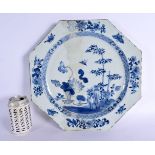 A LARGE 18TH CENTURY CHINESE EXPORT BLUE AND WHITE PORCELAIN DISH Qianlong. 34 cm wide.