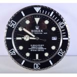 A ROLEX SHOP DISPLAY ADVERTISING WALL CLOCK. 33 cm diameter.