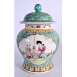 A CHINESE REPUBLICAN PERIOD FAMILLE ROSE VASE AND COVER. 17 cm high.