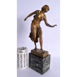 AN ART DECO BRONZE FIGURE OF A FEMALE DANCER by Morin. 35 cm x 15 cm.