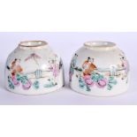 A PAIR OF EARLY 20TH CENTURY CHINESE FAMILLE ROSE PORCELAIN BRUSH WASHERS Late Qing/Republic. 5.5 cm