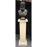 John Cassidy (C1913) Bronze, Sculpture of William Crawford, upon a white painted pedestal wood base.