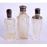 THREE SCENT BOTTLES. Largest 9.5cm x 3.5cm x 2.3cm (3)