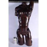 A LARGE 1950S CARVED WOOD ABSTRACT BODY OF A FEMALE TORSO modelled nude. 68 cm x 22 cm.