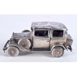 AN ART DECO CONTINENTAL SILVER MODEL OF A CAR. 136 grams. 8.25 cm x 3.5 cm x 3 cm.