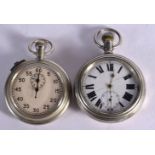 A POCKET WATCH AND A STOP WATCH. Dial 5.7cm (2)