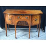 A George III Tambour fronted sideboard with three drawers 88 x 121 x 56 cm