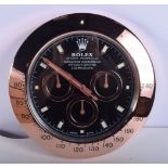 A ROLEX SHOP DISPLAY ADVERTISING WALL CLOCK. 33 cm diameter.