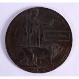 FULL SIZE BRONZE WORLD WAR 1 MEMORIAL/DEATH PLAQUE 'DEAD MAN'S PENNY' INSCRIBED FRANK ATKINS. 12.1c