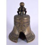 A RARE 19TH CENTURY RUSSIAN BRONZE MODEL OF THE CZAR BELL decorated with figures and motifs. 13 cm x
