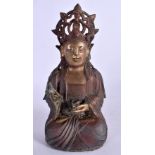 A 17TH/18TH CENTURY CHINESE BRONZE FIGURE OF A BUDDHA Late Ming/Qing, modelled holding a censer. 17