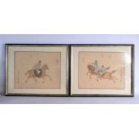 Chinese School (20th Century) Pair, Watercolour, Figures on a horse back. 54 cm x 44 cm.