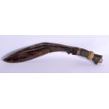 AN ANTIQUE MIDDLE EASTERN CARVED RHINOCEROS HORN KNIFE. 35 cm long.