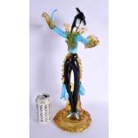 A LARGE VINTAGE ITALIAN MURANO GLASS FIGURE OF A DANCING MATADOR modelled upon a Smokey orange base.